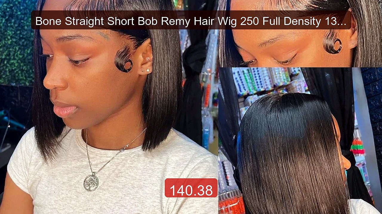 Bone Straight Short Bob Remy Hair Wig 250 Full Density 13x4 HD... -- Hot Deal 2026 | Limited Offer!
