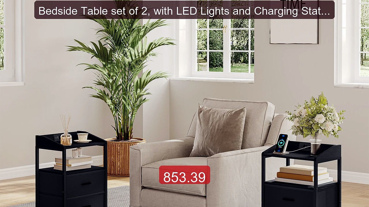 Bedside Table set of 2, with LED Lights and Charging Station,... -- Amazing Value 2026 | Must Have!