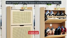 Shoe Cabinet with 2 Flip Drawers and Rattan Fronts, Hidden Shoe Sto... -- Top Rated 2026 | Buy Now!