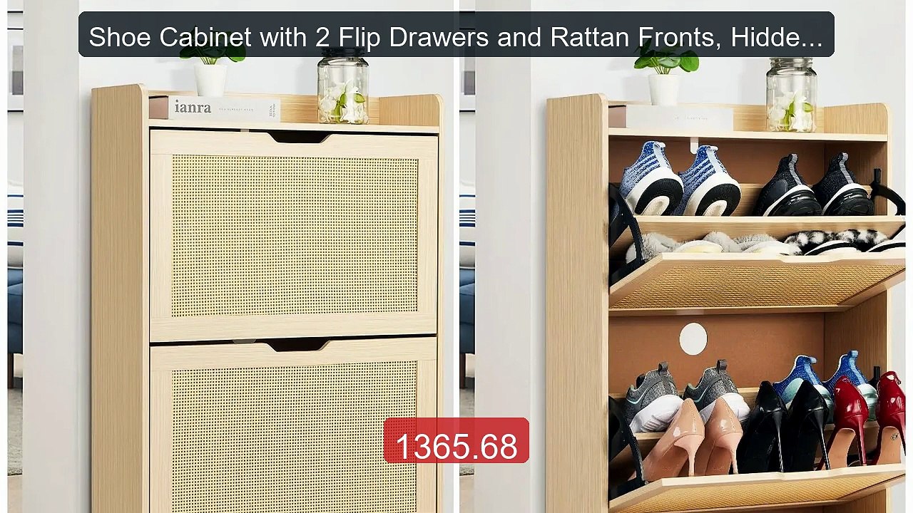 Shoe Cabinet with 2 Flip Drawers and Rattan Fronts, Hidden Shoe Sto... -- Top Rated 2026 | Buy Now!