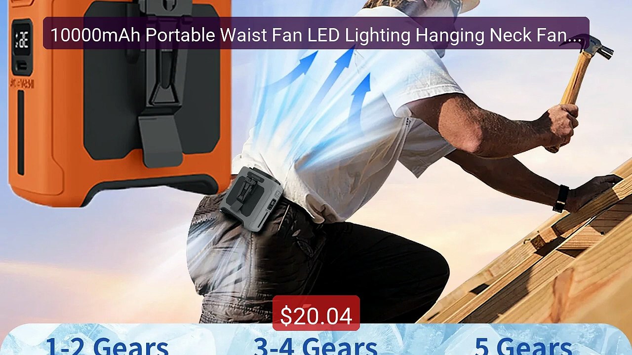 10000mAh Portable Waist Fan LED Lighting Hanging Neck Fan with Pow... -- Best Deal 2026 | Shop Now!
