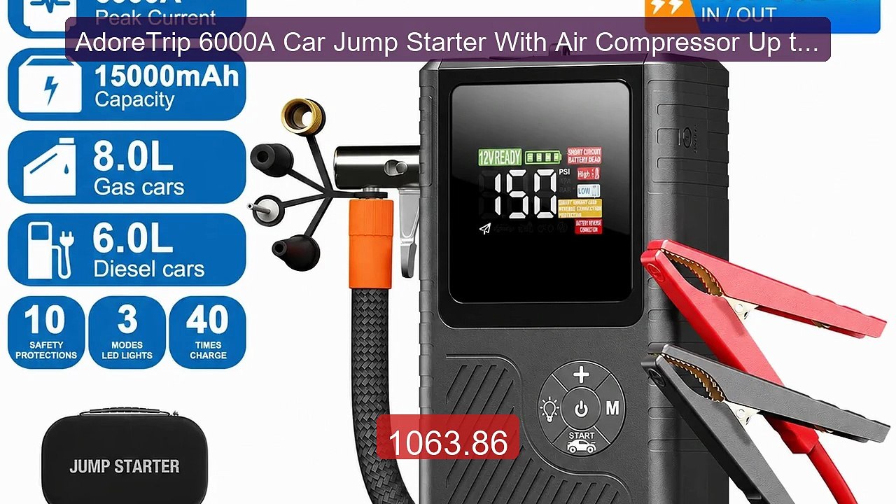 AdoreTrip 6000A Car Jump Starter With Air Compressor Up to 150PSI,... -- Best Deal 2026 | Shop Now!