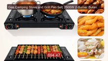 Gas Camping Stove and Grill Pan Set| 2500W 2-Burner Butane or LPG O... -- Top Rated 2026 | Buy Now!