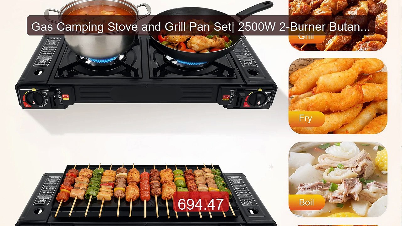 Gas Camping Stove and Grill Pan Set| 2500W 2-Burner Butane or LPG O... -- Top Rated 2026 | Buy Now!