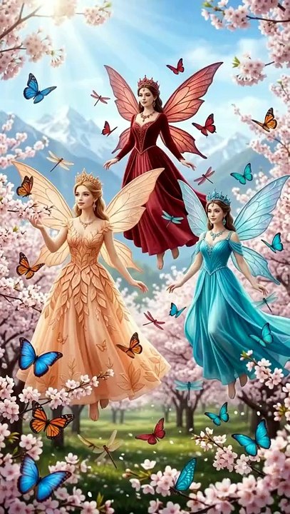 Some beautiful fairy princesses traveling to the Earth.