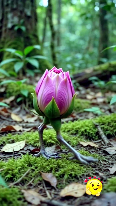 A flower was found in the forest that takes the form of a bird when it sees a person.