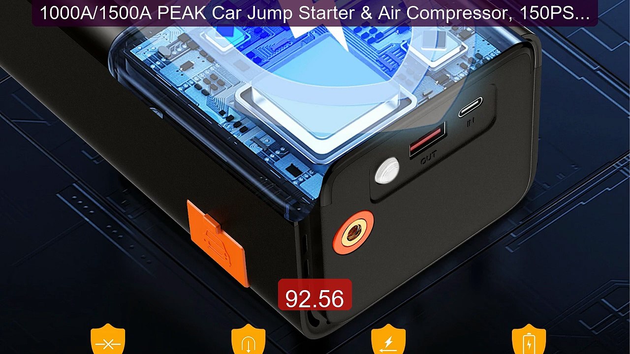 1000A/1500A PEAK Car Jump Starter & Air Compressor, 150PSI Tir... -- Best Buy 2026 | Great Quality!