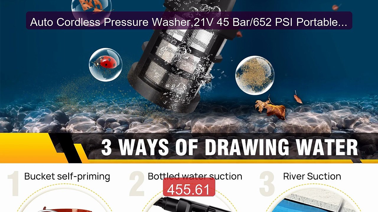 Auto Cordless Pressure Washer,21V 45 Bar/652 PSI Portable +... -- Top Pick 2026 | Unbeatable Price!
