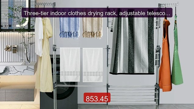 Three-tier indoor clothes drying rack, adjustable telescopic clothe... Top Rated 2026 | Buy Now!