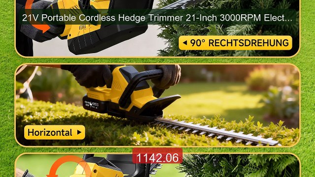 21V Portable Cordless Hedge Trimmer 21-Inch 3000RPM Electric Handhe... Top Rated 2026 | Buy Now!