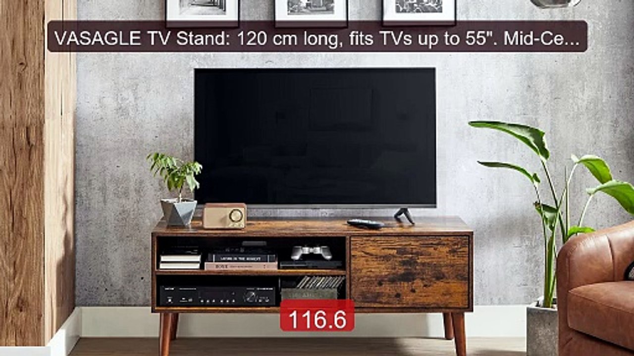 VASAGLE TV Stand: 120 cm long, fits TVs up to 5...