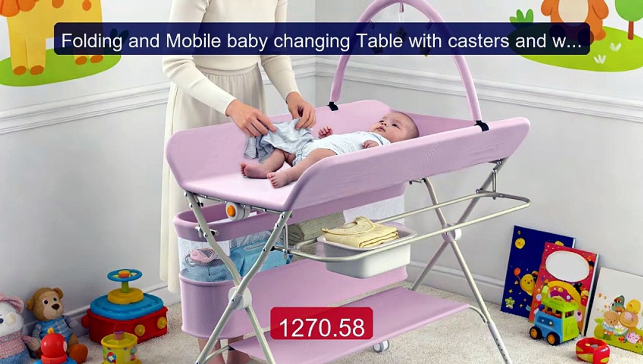 Folding and Mobile baby changing Table with casters and waterp... -- Hot Deal 2026 | Limited Offer!