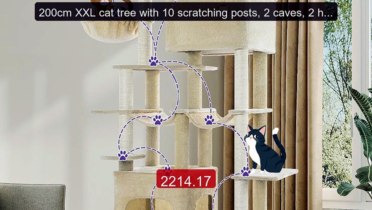 200cm XXL cat tree with 10 scratching posts, 2 caves, 2 hammoc... -- Hot Deal 2026 | Limited Offer!
