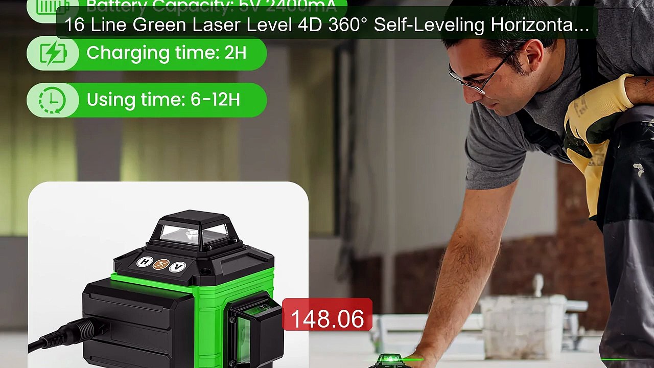16 Line Green Laser Level 4D 360° Self-Leveling Horizontal Ve... -- Amazing Value 2026 | Must Have!