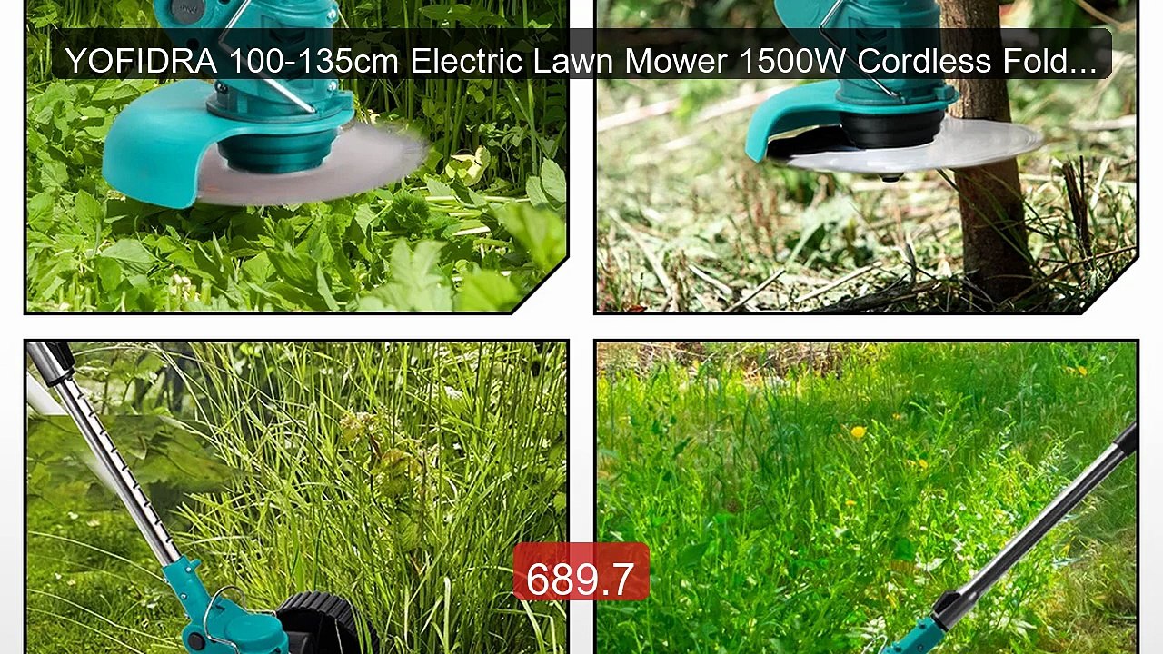 YOFIDRA 100-135cm Electric Lawn Mower 1500W Cordless Foldable ... -- Hot Deal 2026 | Limited Offer!