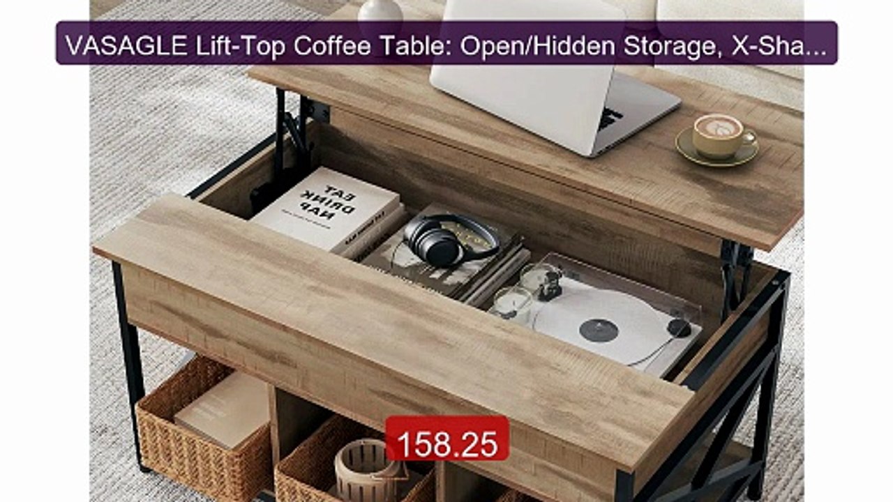 VASAGLE Lift-Top Coffee Table: Open/Hidden Storage, X-Shaped Bars. ... -- Top Rated 2026 | Buy Now!
