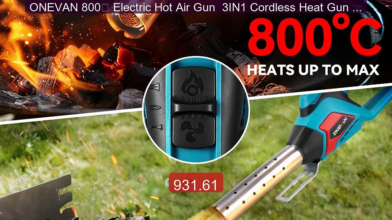 ONEVAN 800℃ Electric Hot Air Gun  3IN1 Cordless Heat Gun Bl... -- Top Pick 2026 | Unbeatable Price!