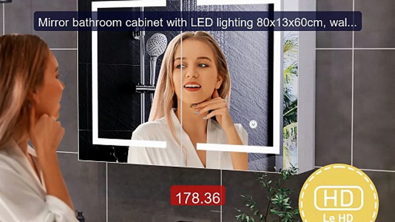 Mirror bathroom cabinet with LED lighting 80x13x60cm, wall mo... -- Amazing Value 2026 | Must Have!
