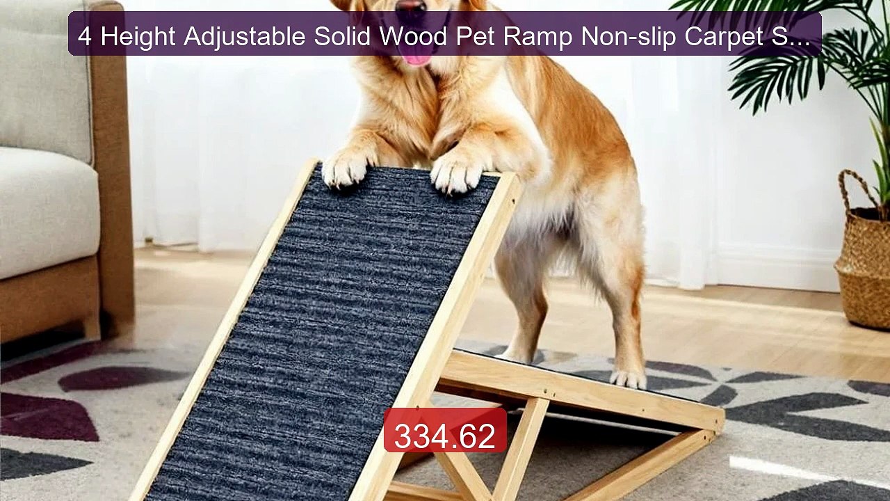 4 Height Adjustable Solid Wood Pet Ramp Non-slip Carpet Safet... -- Amazing Value 2026 | Must Have!