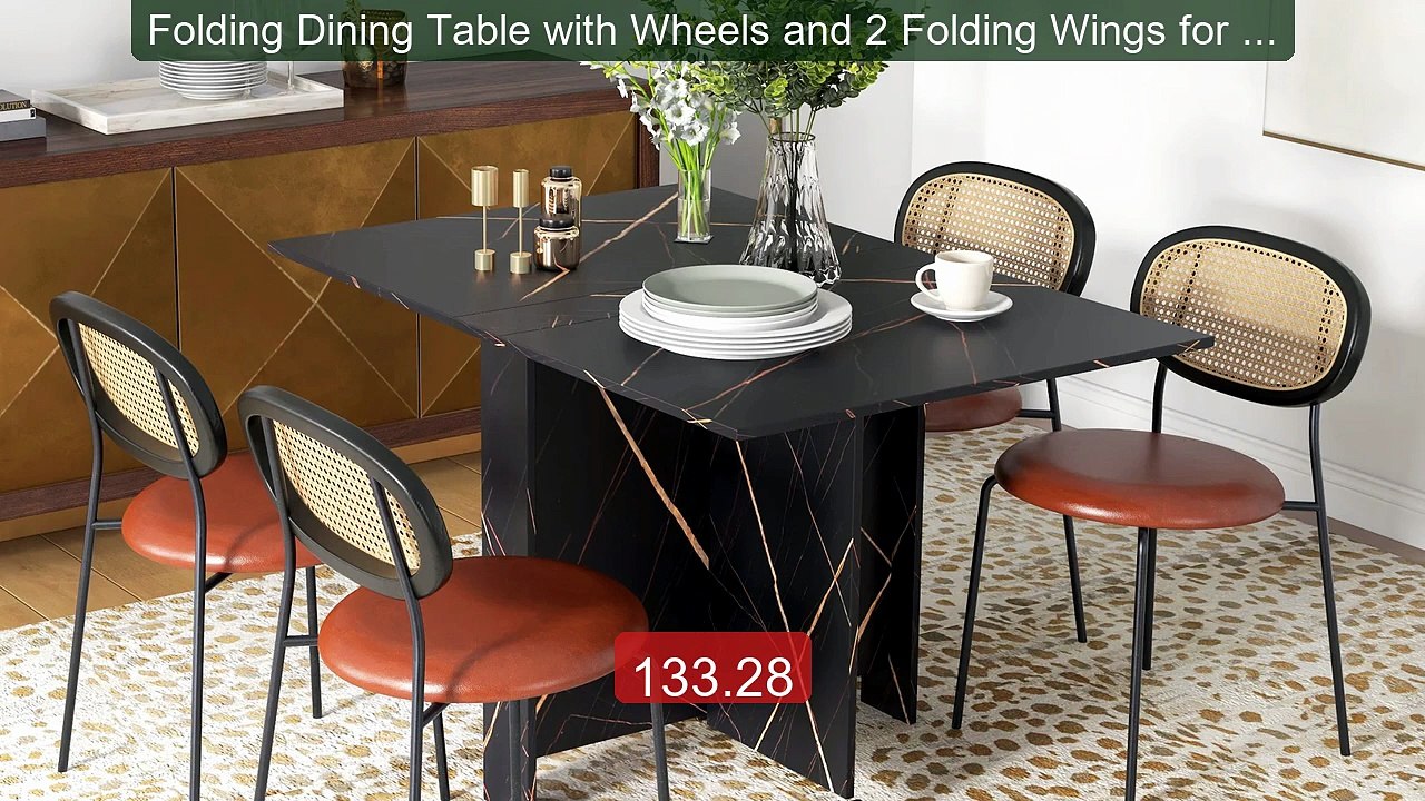 Folding Dining Table with Wheels and 2 Folding Wings for up to... -- Hot Deal 2026 | Limited Offer!