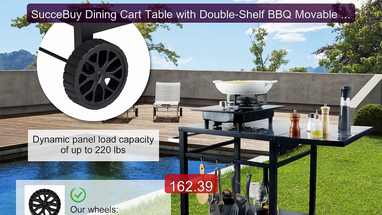 SucceBuy Dining Cart Table with Double-Shelf BBQ Movable Food ... -- Best Buy 2026 | Great Quality!