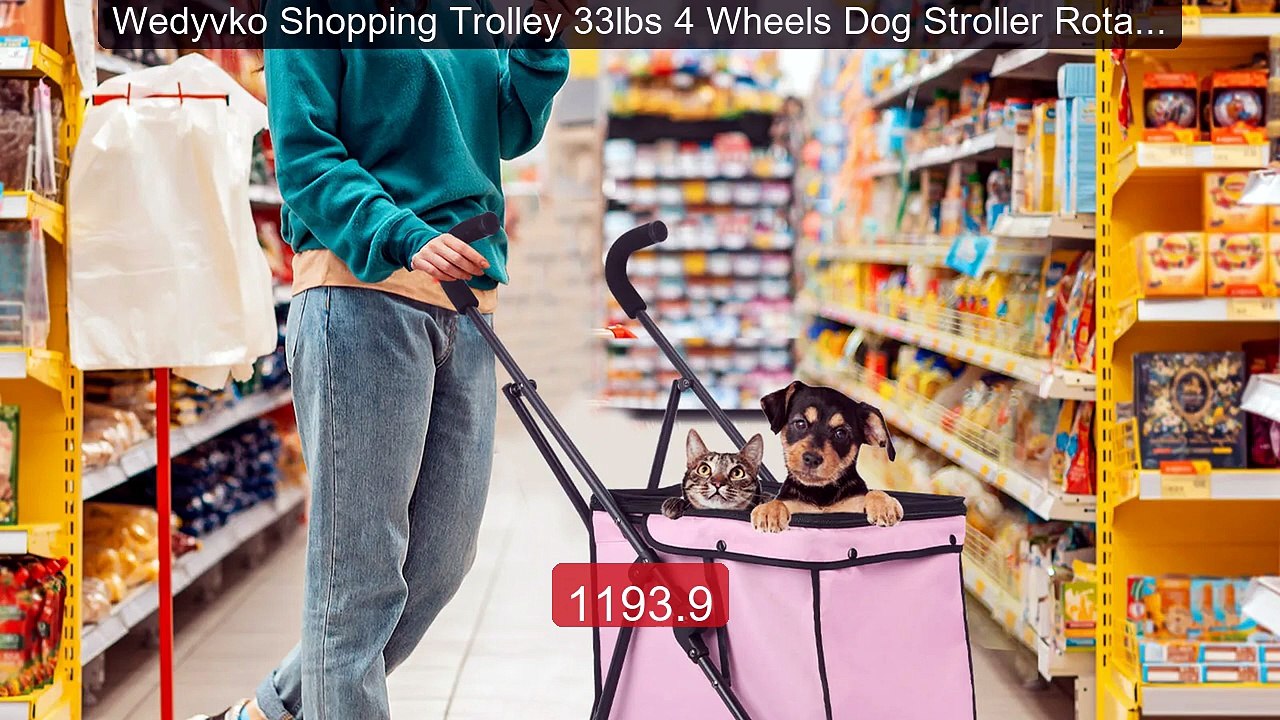 Wedyvko Shopping Trolley 33lbs 4 Wheels Dog Stroller Rotate Pink Pe... -- Top Rated 2026 | Buy Now!