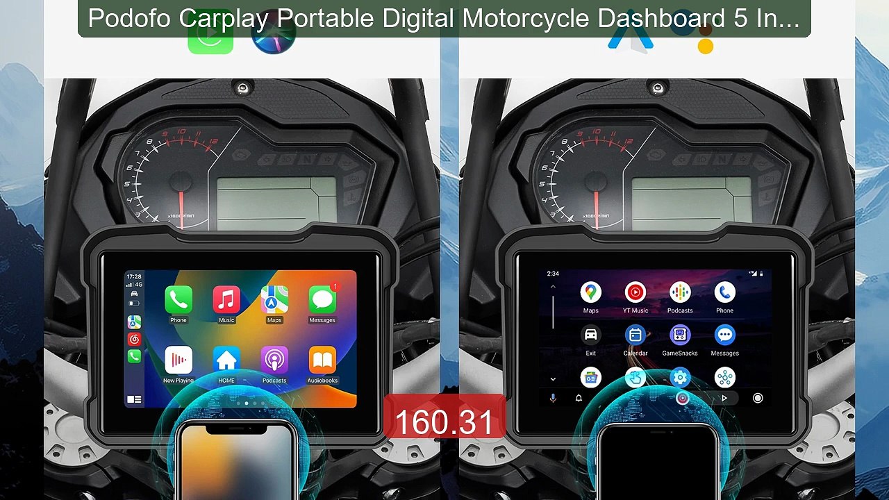 Podofo Carplay Portable Digital Motorcycle Dashboard 5 Inch Motorcy... -- Top Rated 2026 | Buy Now!