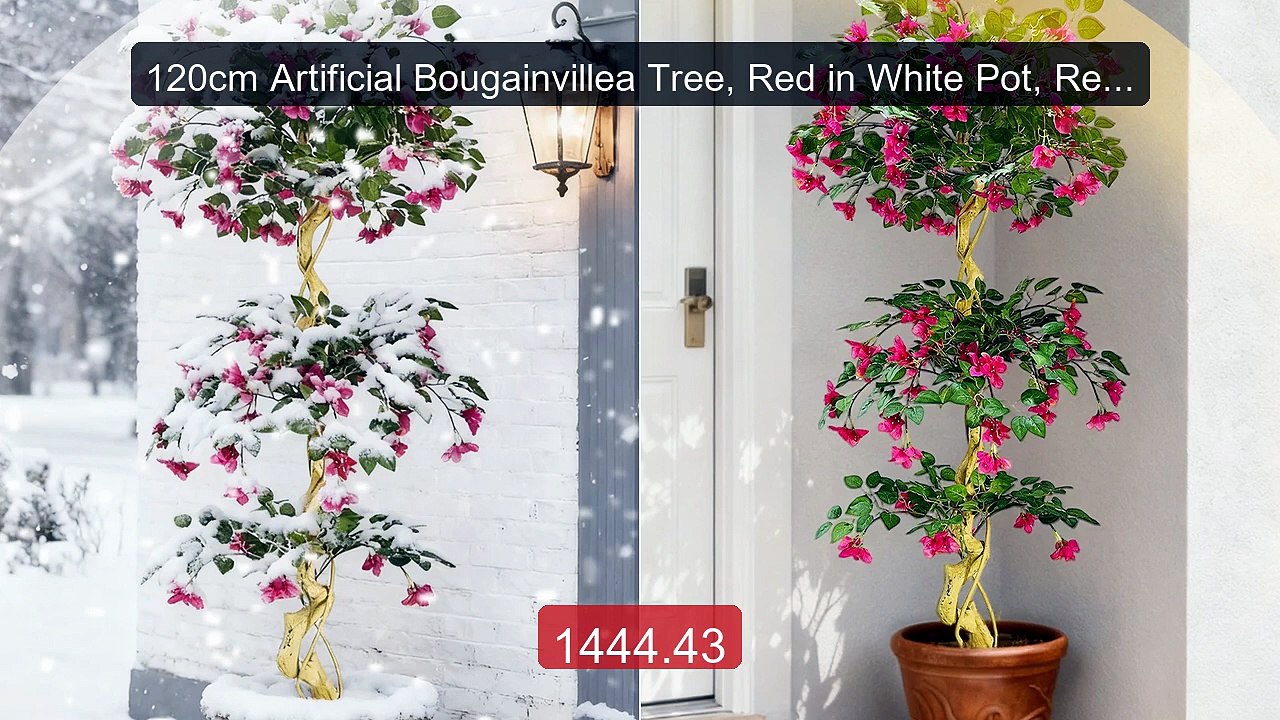 120cm Artificial Bougainvillea Tree, Red in White Pot, Realist... -- Hot Deal 2026 | Limited Offer!