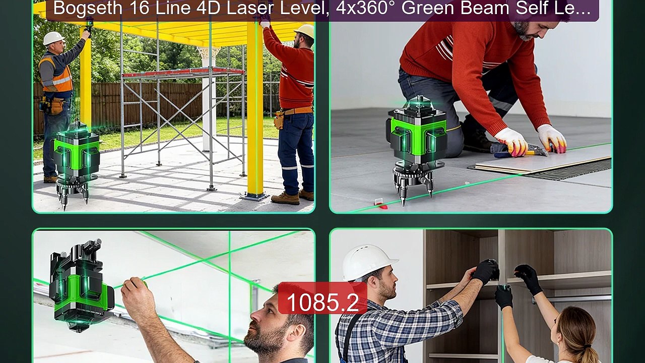 Bogseth 16 Line 4D Laser Level, 4x360° Green Beam Self Leveling Cr... -- Best Deal 2026 | Shop Now!