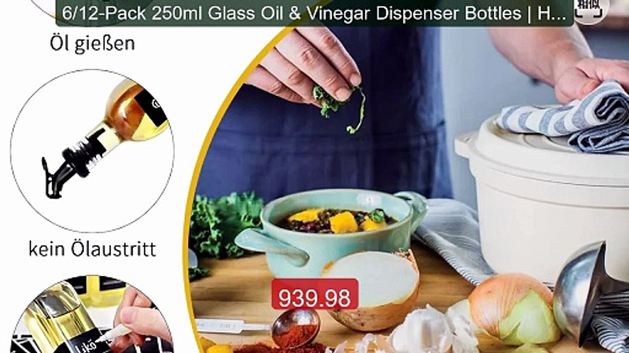6/12-Pack 250ml Glass Oil & Vinegar Dispenser B...