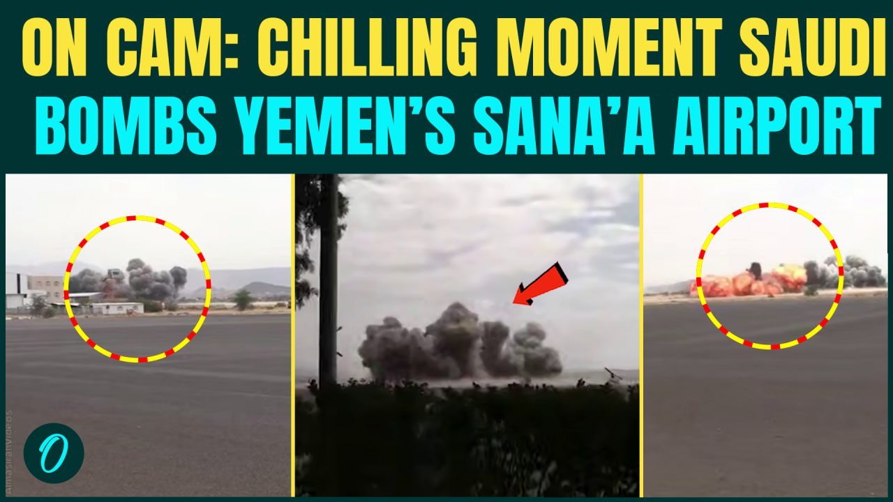 Saudi BOMBS Yemen’s Sana’a Airport RAW FOOTAGE: Huge EXPLOSION as Yemeni Delegation Lands