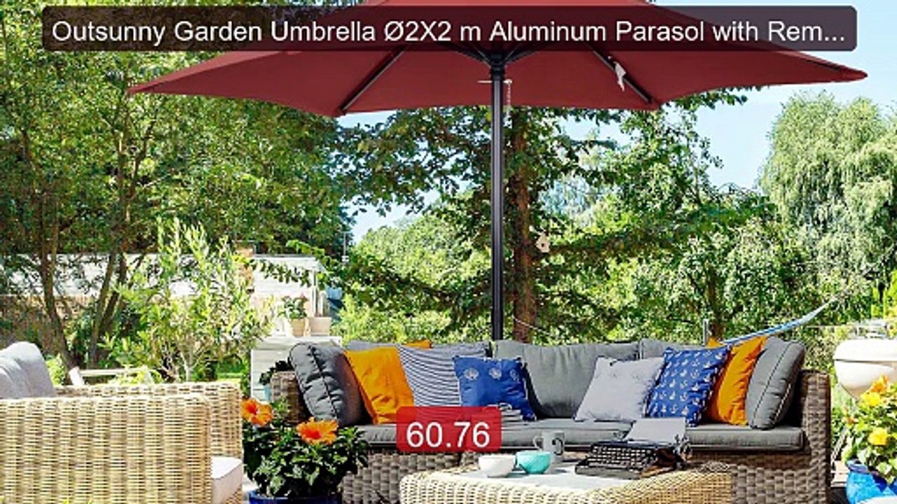 Outsunny Garden Umbrella Ø2X2 m Aluminum Parasol with Removable Pole -- Top Rated 2026 | Buy Now!