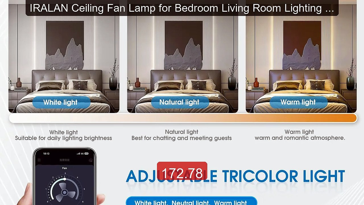 IRALAN Ceiling Fan Lamp for Bedroom Living Room Lighting Fa... -- Top Pick 2026 | Unbeatable Price!