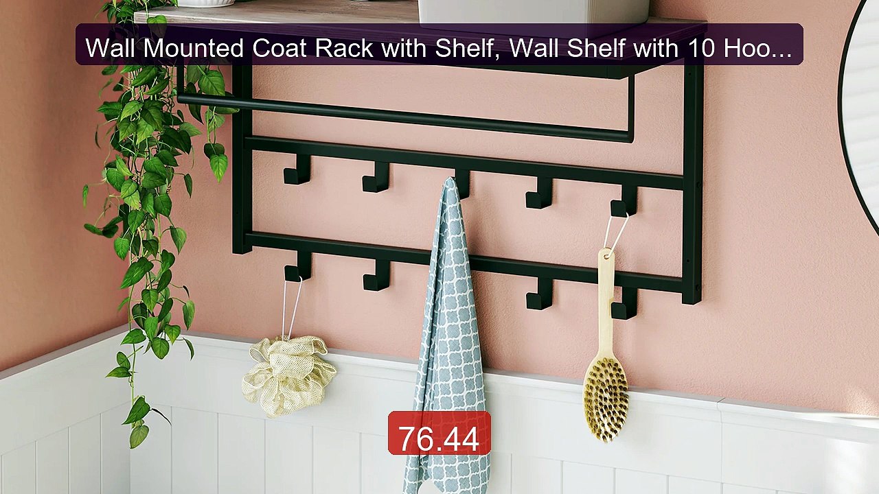 Wall Mounted Coat Rack with Shelf, Wall Shelf with 10 Hooks an... -- Best Buy 2026 | Great Quality!