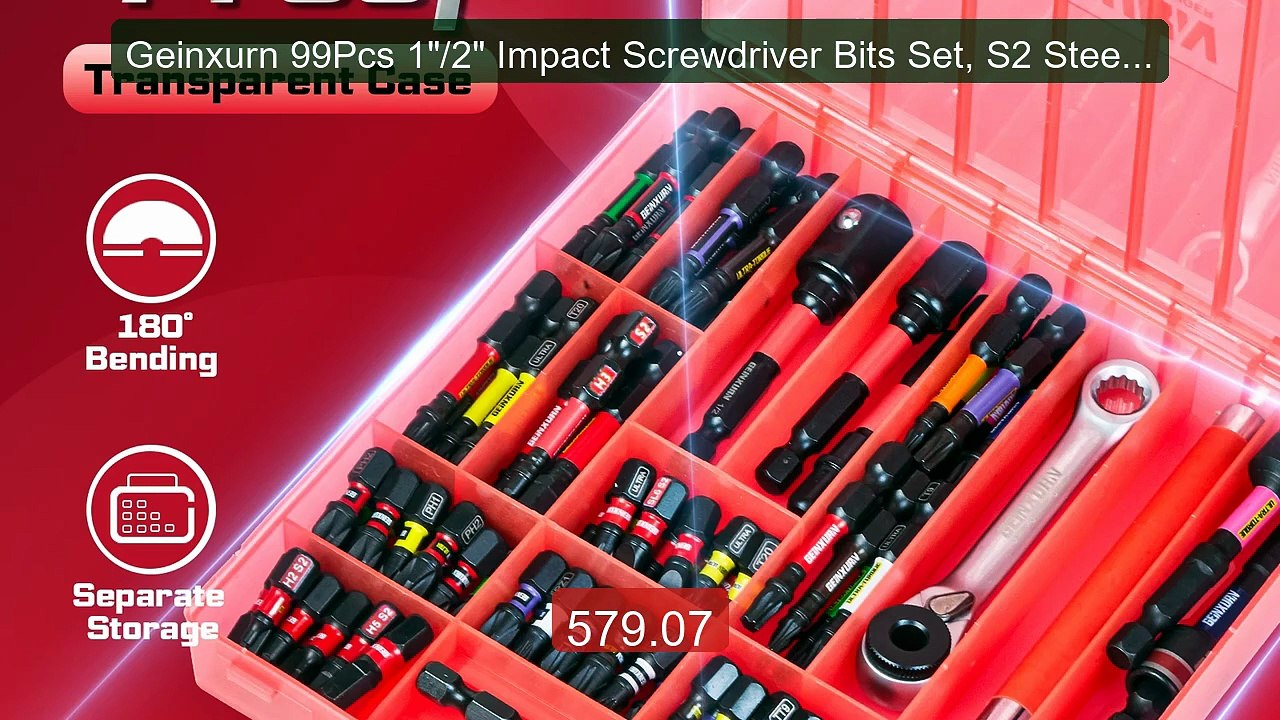 Geinxurn 99Pcs 1"/2" Impact Screwdriver Bits Set, S2 Steel,... -- Top Pick 2026 | Unbeatable Price!