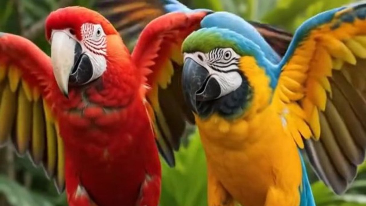 Two beautiful macaws  is sitting on tree. #viral #reel #trending #explore #trend