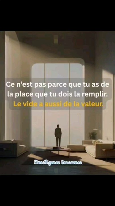 Ce n'est pas parce que tu as de la place que tu dois la remplir.Le vide aussi a de la valeur.#lintelligencesouarence #reels #viralreelschallenge #inspiration #viralvideochallenge #shortsreels #penseepositivedujour #motivation #citationdujour #viralcha