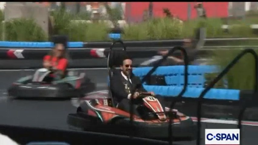 Zohran Mamdani races go-karts in his ever-present suit at Coney Island