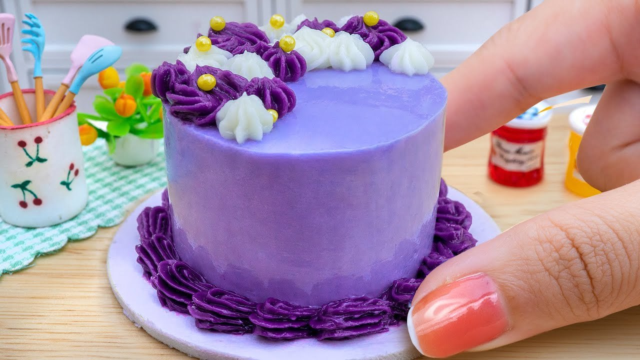Satisfying Miniature Sweet Ube Cake Decorating Idea - Mini Yummy Recipe Make Purple Yam Cake