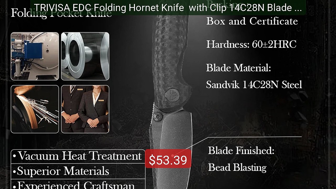 TRIVISA EDC Folding Hornet Knife  with Clip 14C28N Blade G10 Micart... -- Top Rated 2026 | Buy Now!