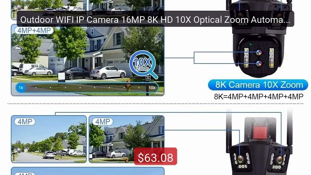 Outdoor WIFI IP Camera 16MP 8K HD 10X Optical Zoom Automatic Track... Best Deal 2026 | Shop Now!