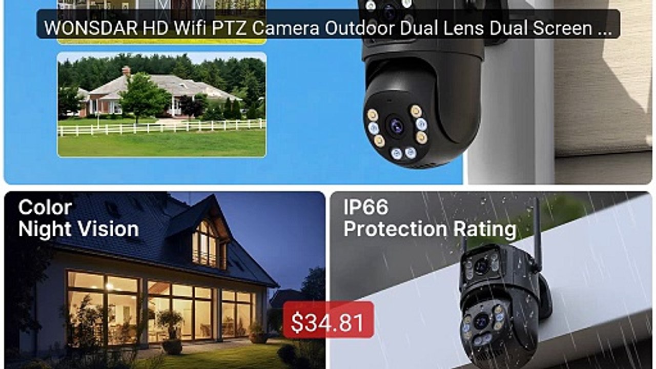 WONSDAR HD Wifi PTZ Camera Outdoor Dual Lens Du...