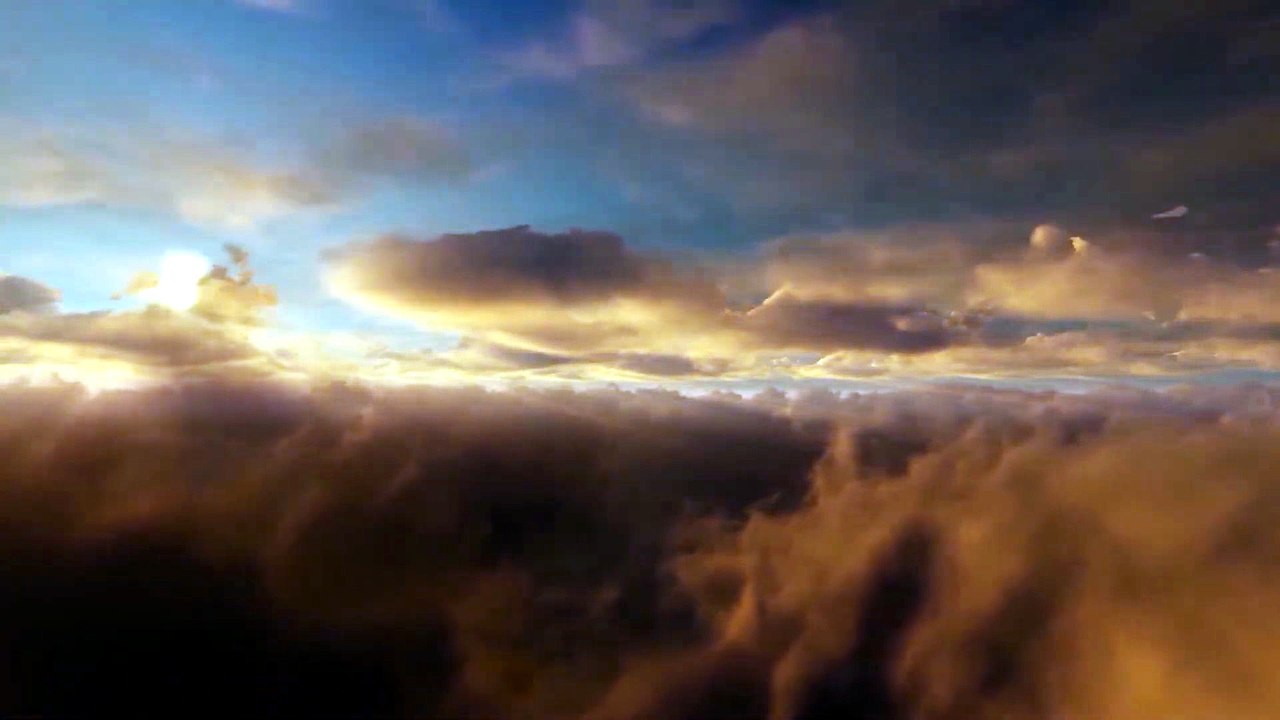 4K UHD 1 Hours Fly Above Sunset Clouds With Calming Music, Insomnia, Sleep Therapy & Relaxing_1080p