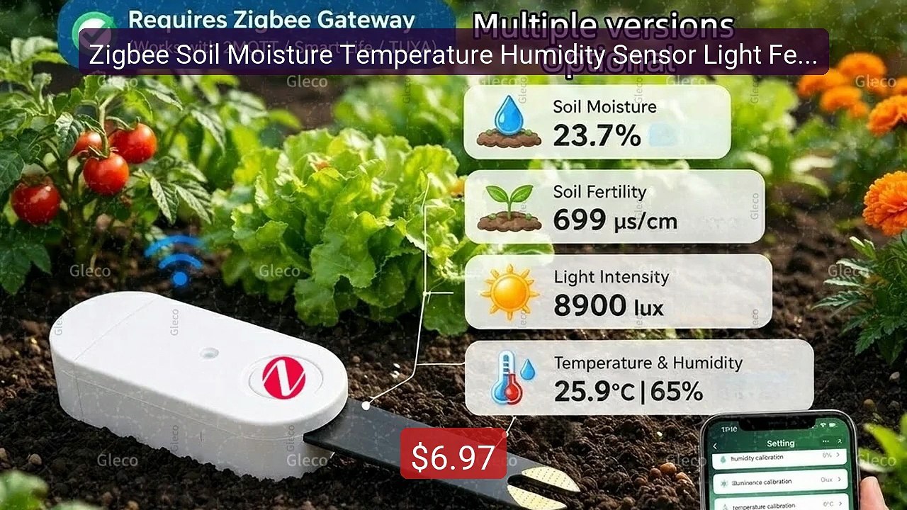 Zigbee Soil Moisture Temperature Humidity Sensor Light Fertili... -- Best Buy 2026 | Great Quality!