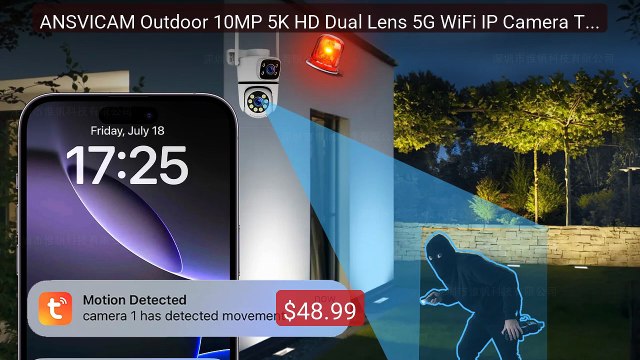 ANSVICAM Outdoor 10MP 5K HD Dual Lens 5G WiFi IP Camera Tuya PTZ W... Best Deal 2026 | Shop Now!