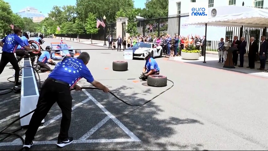 Trump watches IndyCar pit stop at the White House