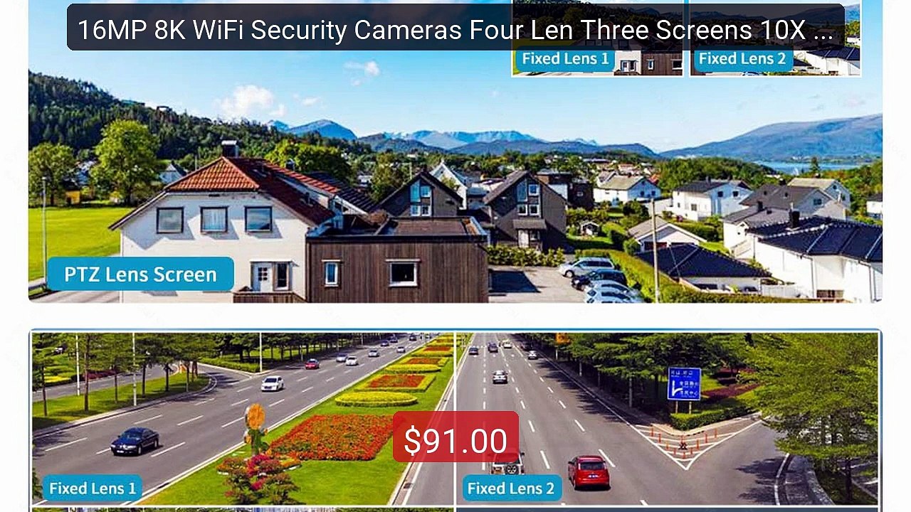 16MP 8K WiFi Security Cameras Four Len Three Screens 10X Zoom Outdo... -- Top Rated 2026 | Buy Now!