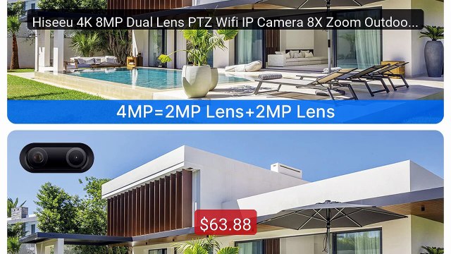 Hiseeu 4K 8MP Dual Lens PTZ Wifi IP Camera 8X Zoom Outdoor HD ... Hot Deal 2026 | Limited Offer!
