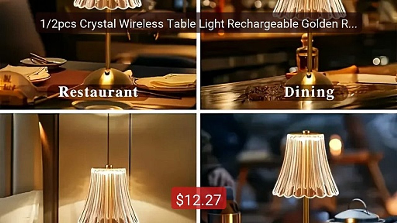 1/2pcs Crystal Wireless Table Light Rechargeable Golden Retro LED T... -- Top Rated 2026 | Buy Now!