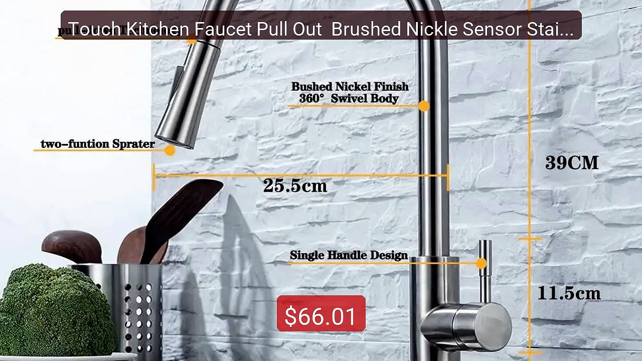 Touch Kitchen Faucet Pull Out  Brushed Nickle Sensor Stainles... -- Amazing Value 2026 | Must Have!